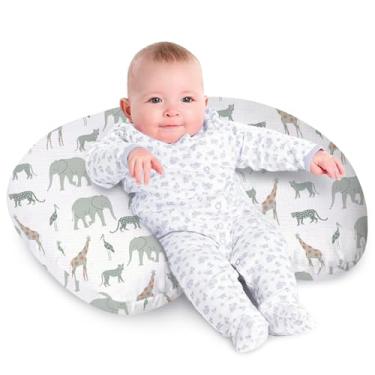 Imagem de Little Grape Land Almofada de amamentação, 100% algodão macio com capa removível de musselina respirável, travesseiros de amamentação para bebês de 0 a 12 meses com zíper protetor Tropical Quest