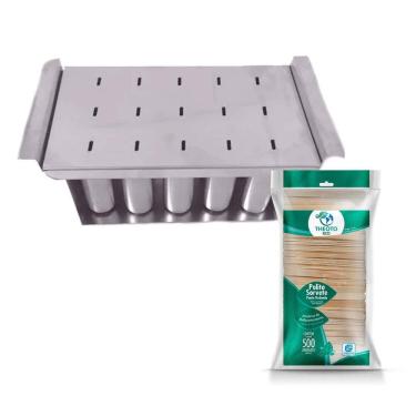 Imagem de Forma De Alumínio 15 Cav + 500 Palitos Para Picolé