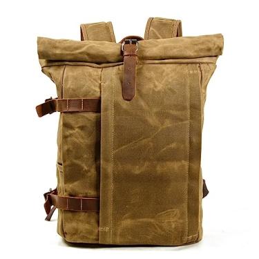 Imagem de Mochila de lona para homens vintage ao ar livre para homens e mulheres mochila de grande capacidade cor preta(Khaki)