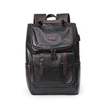 Imagem de Mochila masculina retrô moda luxuosa mochila de couro macio para homens mochila de viagem mochila escolar