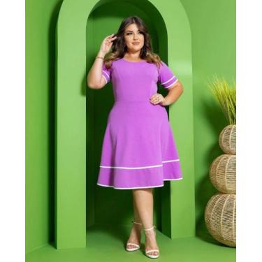 Imagem de Vestido Rodado Novidade Plus Size Evangelico Liso Cristã Feminino Soci
