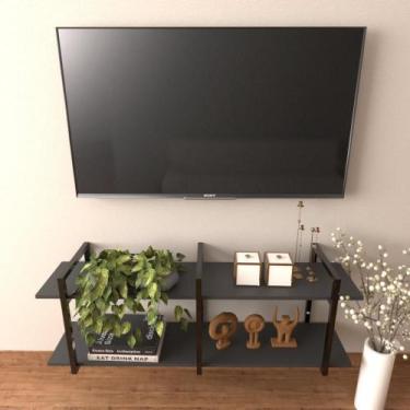 Imagem de Rack Prateleira industrial estante tv sala suspeso retro moderno simpl