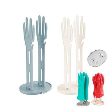 Imagem de 2 unidades de suporte de secagem de luva de cozinha, secador de luva com sucção, suporte de borracha de luva de plástico, suporte de pano de prato de pia de cozinha, suportes de armazenamento de