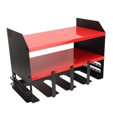 Imagem de Organizador de ferramentas elétricas, suporte de parede, fácil de instalar, rack de armazenamento de ferramentas elétricas multifuncional para oficina (vermelho)