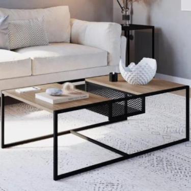 Imagem de Mesa De Centro 100Cm York - Trama Aço Expandido Industrial Artesano, P