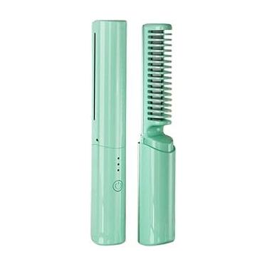 Imagem de Mini Pente Alisador Recarregável USB - Alisador de Cabelo Sem Fio, Escova Alisadora Portátil para Viagem, Pente Elétrico com Aquecimento para Alisamento Capilar Prático e Rápido Cores Sortidas Premium