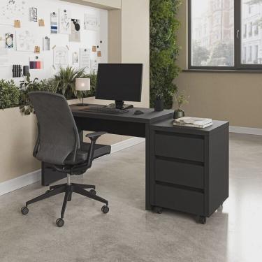 Imagem de Mesa de Escritório 120cm com Gaveteiro com Rodízio Ficus Cabecasa Madeiramadeira