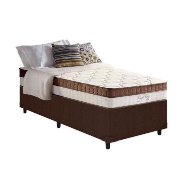 Imagem de Cama Box Solteiro: Colchão Molas Ensacadas Anjos Masterpocket New King + Base Courano Brown(88x188)