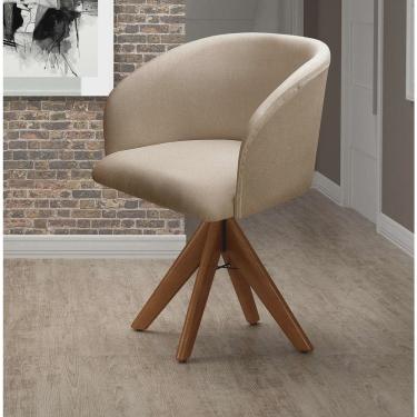 Imagem de Poltrona Atenas Base Giratória de Madeira Sala