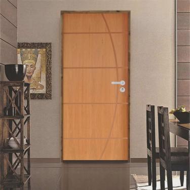 Imagem de Kit Porta de Madeira 210x82cm Batente 9cm Fechadura Stilo Belissima 5 Rodam