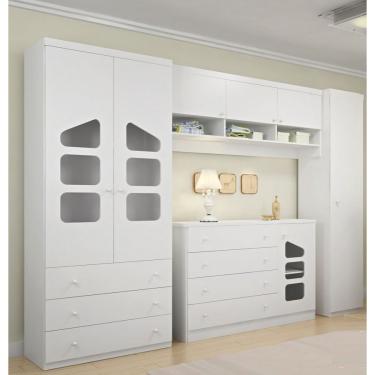 Imagem de Móveis para Quarto Infantil com Guarda Roupa de 1 e 2 Portas + Modulo Aéreo + Cômoda Eloísa - Phoeni
