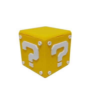 Imagem de Cubo Interrogação Porta Objetos C- Tampa 5 Cm 3d Mario Gamer Mesa Escritório Geek