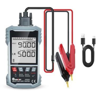 Imagem de SZITW Dispositivo de medição de tensão da bateria com display de 3,2 polegadas, testador de resistência interna da bateria, com filtragem de autocalibração, avisos de alarme duplos e funções de