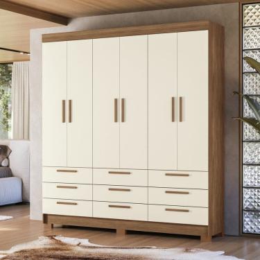 Imagem de Guarda-roupa 6 Portas 9 Gavetas Mdp Colombo Jatobá/ Areia