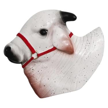 Imagem de Quadro Cabeça Busto De Boi Parede Resina Branco Cinza Bege (Branco)