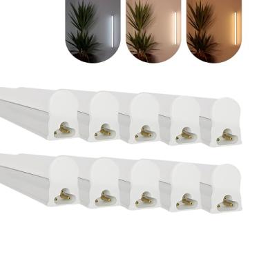 Imagem de Kit 10 Led Tubular T5 60cm 10w C/Calha Acoplada Completa Luz Forte (Branco Neutro)