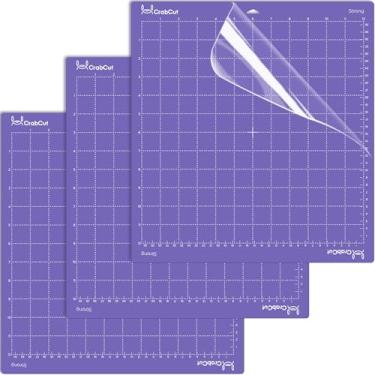 Imagem de Tapetes de corte de 30,5 x 30,5 cm para Cricut Maker 4/Explore 4/Maker 3/Explore 3/Air 2, pacote com 3, roxo StrongGrip, violeta, durável, durável, forte aderência, tapete de substituição para