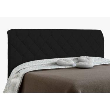 Imagem de Cabeceira Paris Para Cama Box Casal Preto Suede Amassado - JS Móveis