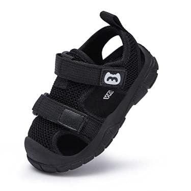 Imagem de BMCiTYBM Sandálias De Verão Fechadas Para Meninos E Meninas, Sapatos Leves E Antiderrapantes Para Primeiros Passos, Tênis Pretos Para Bebês De 6 A 12 Meses