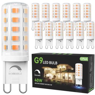 Imagem de TJOY Pacote Com 12 Lâmpadas Led G9 Reguláveis, Equivalente A 4 W, 40 Watts, 2700 K, Branco Quente Suave, Base De Dois Pinos T4 G9, Lâmpada De Reposição Halógena, Soquete G9 Para Lustre De Parede, 1