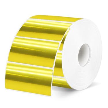 Imagem de Etiquetas térmicas de 5 x 2,5 cm, adesivos holográficos dourados para impressora de etiquetas de envio autoadesivas, à prova d'água, para código de barras, nome, endereço, 300 etiquetas/rolo