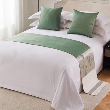 Imagem de Cama Runner Luxuosa Sofisticada Lençóis de Cama Macia Proteção para Pés da Cama King Size Colcha para Quarto Hotel Casamento Decoração Cama Lenço Verde-1||50 x 210 cm para Cama de 1,5 m
