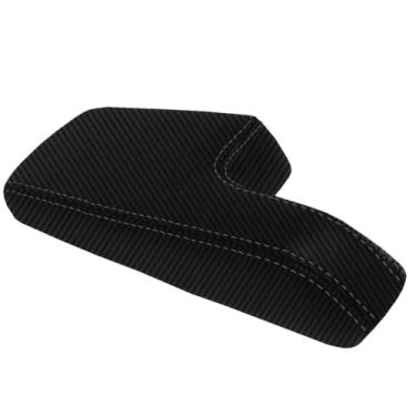 Imagem de AUTOGURU Apoio de braço do console central de fibra de carbono preto compatível com Honda Fit 15-19