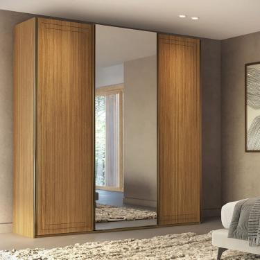 Imagem de Guarda Roupa Casal com Espelho 3 Portas de Correr em MDF Style Belmax
