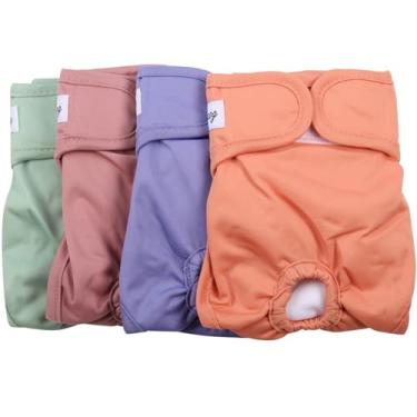 Imagem de JoyDaog Fraldas Femininas para Cães Grandes, 4 Pacotes, Fraldas Premium Laváveis e Reutilizáveis para Cachorros para Calor, Incontinência, Fraldas para Cachorros de Período, Xl