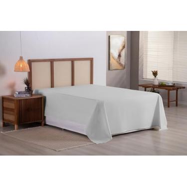 Imagem de Lençol de Cima Avulso Superior em Algodão Percal 180 Fios (Cinza, Casal Padrão)