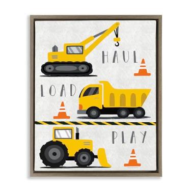 Imagem de Stupell Industries Haul Load Play Trucks Brown Framed Floater Canvas Wall Art, design por Elizabeth Tyndall, 25 x 31