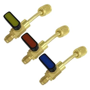 Imagem de Joywayus 3 peças de válvula de esfera angular de refrigerante de ar condicionado SAE de 1/10.2 cm para HVAC R410A R134A R12 R22 R502 mangueiras de carregamento ferramentas de refrigeração CA