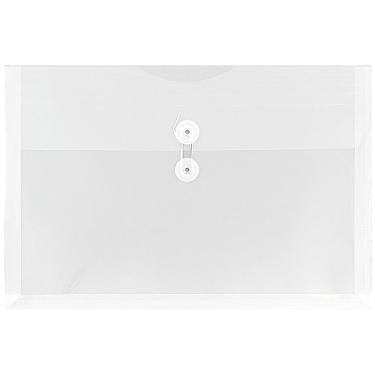 Imagem de Envelope de papel de plástico para livreto JAM com fecho de botão e cordão – Tamanho da letra e tamanho legal – 12 envelopes por pacote, Clear, Legal Size