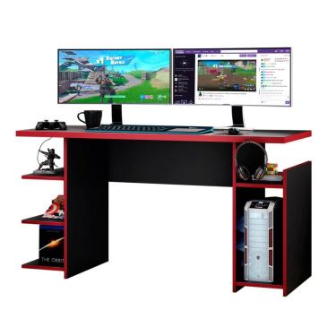 Imagem de Escrivaninha 136Cm Gamer Notável Preto Vermelho