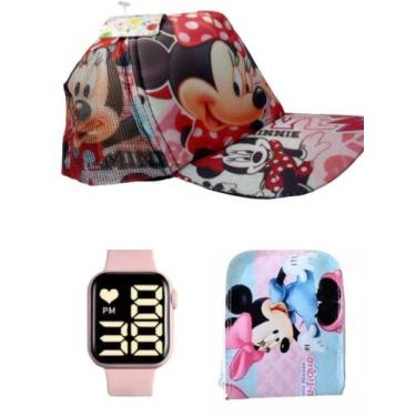 Imagem de Boné e carteira Miney mas relógio digital a prova d agua smart feminin