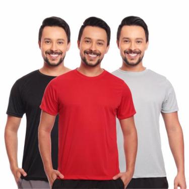 Imagem de Kit 3 Camisas Masculina Manga Curta Dry Fit Proteção Uv - Brás e Cia, 