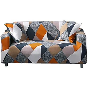 Imagem de HOOBUY Capa De Sofá Elástica Estampada, Estampada Para Poltrona Cinza E Laranja 03# (Poltrona)