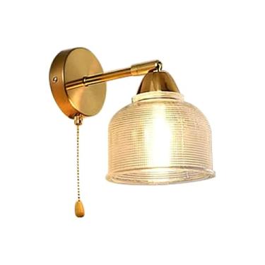 Imagem de VinTopsh Arandela De Parede Industrial Dourada Com Interruptor Corrente, Luminária Vidro Estilo Fazenda Para Cozinha, Sala Estar, Quarto, Banheiro, Penteadeira E Corredor (Transparente - 15 Cm)