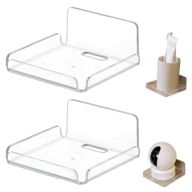 Imagem de Prateleira de montagem na parede, 2 peças, mini prateleira flutuante multifuncional, prateleiras flutuantes adesivas 10 x 10 cm, pequenas câmeras de segurança, brinquedo de imagem, suporte de exibição