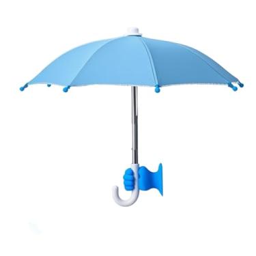 Imagem de Vaveren Guarda-chuva para celular com viseira de criativa, suporte com ventosa para navegação ao ar livre em carro, bicicleta, telefone, bicicleta, viagem, Azul