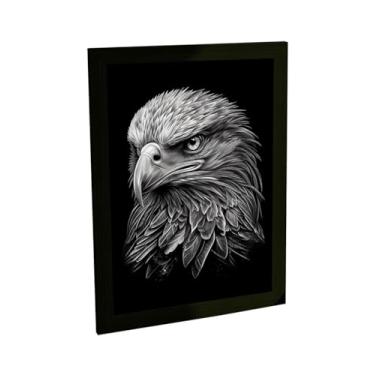 Imagem de Quadro Decorativo Águia Foco Ilustração Preto Branco Poster Quarto Sala