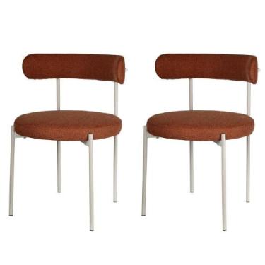Imagem de Kit 2 Cadeiras Serena Rivatti 54 cm (Largura) Estofado em Tecido Marro