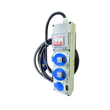 Imagem de Extensão 5 metros C/ Disjuntor Tripolar SD C32A Plugue N4279 32A + 2 Tomadas 4049 16A 200/250V + 1 Tomada S8641 20A 220V IP-44 Cód. S6100109 – Steck