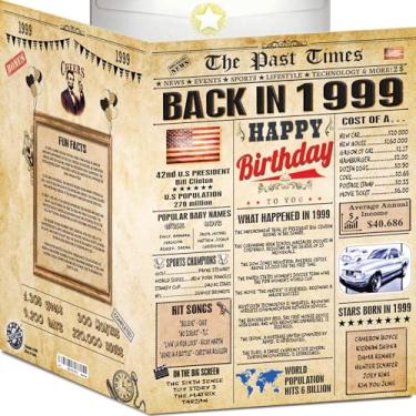 Imagem de Cartões de aniversário de 25 anos para homens e mulheres - Jornal Back In 1999 - Cartão de aniversário A4 + Envelope - Presentes Grande FELIZ ANIVERSÁRIO Decorações para ela Ele Cartão engraçado