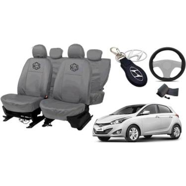 Imagem de Kit capa couro cinza HB20 c/ volante + brindes - ferro tech br