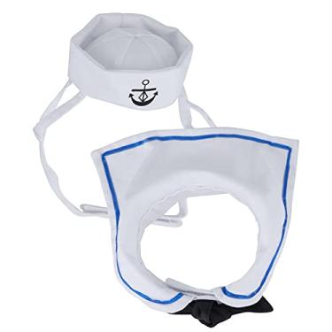 Imagem de YOUTHINK Gato Marinheiro Traje, Algodão Pet Marinheiro Terno Gato Ajustável Chapéu e Manto Conjunto para Pet Foto Props Traje Acessórios Do Partido