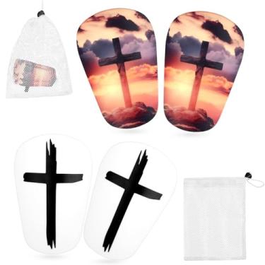 Imagem de lasuroa 2 Pares Caneleiras Protetoras para Futebol, 10x6cm Mini Caneleiras Futebol Equipamento Proteção Treinamento e Jogos para Jovens Meninos Meninas e Adultos