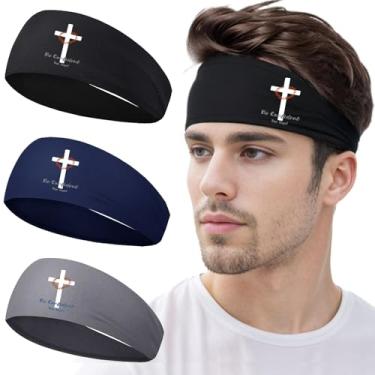 Imagem de Bandanas esportivas para homens, 3 peças, faixas de treino para homens, faixas de suor masculinas, faixas de cabeça para mulheres, cristão, Jesus, cruz refrescante, faixa de cabelo masculina, faixas