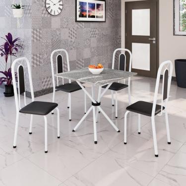 Imagem de Conjunto Sala de Jantar com 4 Cadeiras Lívia Preto / Branco