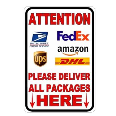 Imagem de Stmoau Placas de entrega para meus pacotes da Amazon Fedex Usps Ups, por favor, deixe os pacotes aqui assinar